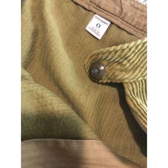 Old Navy Juniors Yellow Brown Corduroy Mini Skirt Size 0 Pleated Front W Pockets - Picture 6 of 7